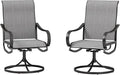 MFSTUDIO Outdoor Swivel Patio Dining Chairs Set of 2, High Back Breathable Textilene Patio Chairs for Balcony, Backyard, Deck, Garden (Light Grey Fabric, Black Frame)