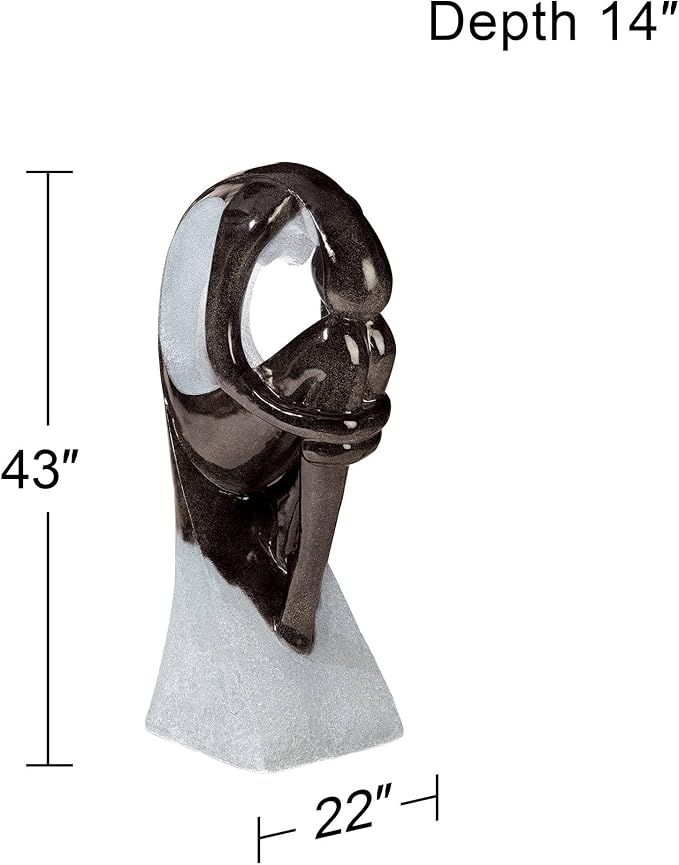 Graceful Form 43" High Large Modern Zen Indoor Outdoor Decor Resin Floor Fountain with Light LED Tall Standing Water Feature for Outside Garden Patio Yard Backyard Porch Deck - John Timberland