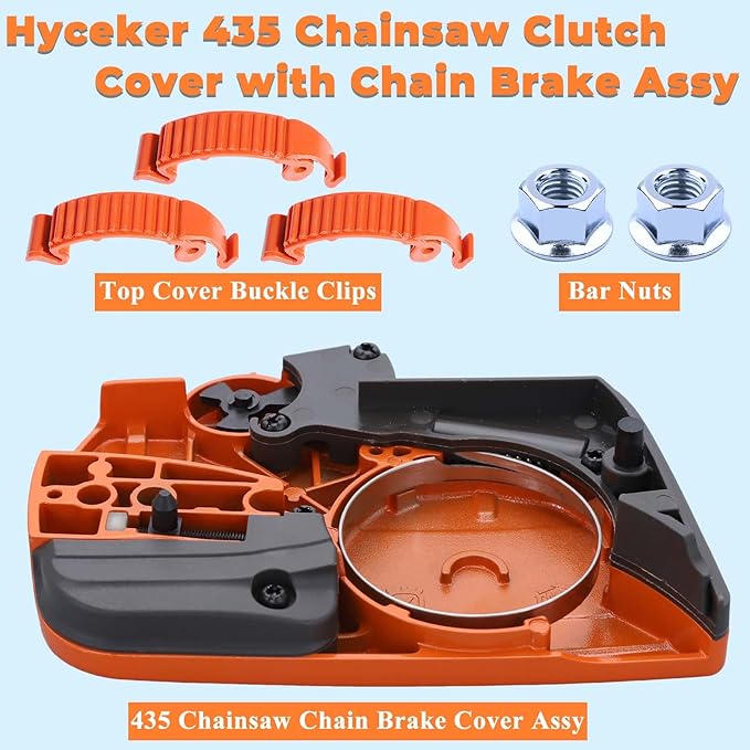 435 Clutch Cover Assembly for Husqvarna 435 Chainsaw Chain Brake Clutch Cover 536329204, Chain Brake Assembly Clutch Side Cover For Husqvarna 435 X-Torq Chainsaw Parts with Snap Clips Bar Nuts
