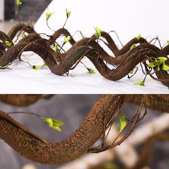 Bendable 63in Artificial Tree Twigs Cane Vine Branches Fake Plants Trunk Garland with Leaves for Home Wedding Garden Wall Hanging X'Mas Christmas Thanksgiving Day Decoration