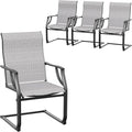 Amopatio Patio Chairs Set of 4, Outdoor Porch Chairs for All Weather, Breathable Garden Outdoor Dining Chairs for Backyard Deck, Grey & White