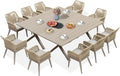 PURPLE LEAF 12 Pieces Outdoor Patio Dining Sets All-Weather PE Rattan Furniture Set with All Aluminum Frame Outdoor Table and Chairs Set for 10 People Lawn Garden Backyard Deck, Champagne