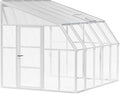 Palram Canopia Rion Sun Room 8 Ft. x 10 Ft. Solarium, Lean-to Greenhouse DIY Kit, Attach to House, Large Twin Wall Polycarbonate, 100% UV Protection for Porch, Patio Outdoors with Window Vent (White)