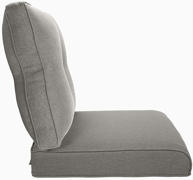 Pop 22x25/22x24 Outdoor Cushions for Patio Couch Chairs Set of 3 - High Back Comfy Outside Seat Cushions for Lawn Wicker Dining Rocker Glider Loveseat 3-Seater Sectional Sofa - Grey/Button