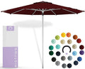 Midtown Umbrellas Push Pop Sunbrella Umbrella 10 Feet Large Outdoor Umbrella With Burgundy Acrylic Fabric - Deck Patio Umbrella, Backyard Umbrella, Garden Umbrella & Pool Umbrella - Black Pole