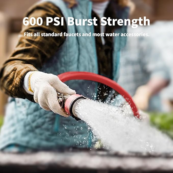 Garden Hose 5ft x 3/4” Hot Water Hose, Heavy Duty -50°F to 190°F,Burst 600Psi Flexible Upgraded Rubber Hoses,3/4” Solid Fittings for All-weather Outdoor Lawn & Garden
