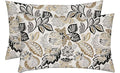 RSH DECOR: Lumbar Throw Pillows Set of 2 | 20” x 12" | All-Weather Spun Fabric | Water and Fade-Resistant | Outdoor Support Pillows for Patio Furniture | Dailey Pewter Floral Scroll