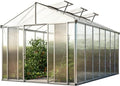 Greenhouse Rubin 7 Aluminum Frame 8.6 x 14.6 ft with Approx. 10 mm Polycarbonate Panels - with 2 Extra Skylights and 4 Automatic Window Openers