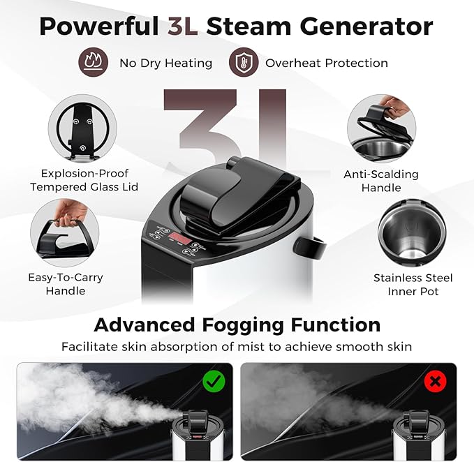 COSTWAY Portable Steam Sauna, Personal Home Sauna Tent w/ 3L Steam Generator, Foldable Chair, Remote Control, 9-Level Adjustable Temperature, Timer, Full-Size Indoor Steam Room for Home Spa (Coffee)
