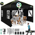 COBIZI 10x10 Pop up Canopy Tent with Sidewalls,One Person Setup, Waterproof,3 Adjustable Height,Outdoor Commercial Gazebo with Air Vent, Reflective Strip,4 Sandbags for Garden,Party, Beach,(Black)