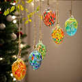 6pcs Decorative Hanging Christmas Balls Ornaments Gazing Ball, Hand Blown Xmas Glass Ball for Holiday Outdoor Garden Décor