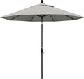 California Umbrella GSPT908302-5402 9' Round Aluminum Market, Crank Lift, Push Button Tilt, Black Pole, Sunbrella Granite