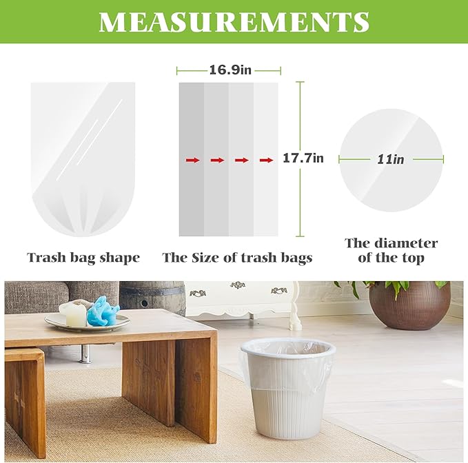 Teivio 2.6 Gallon 320 Counts Strong Trash Bags Garbage Bags, Bathroom Trash Can Bin Liners, Small Plastic Bags for Home Office Kitchen Kitchen (Clear)