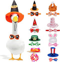 8 Set Holiday Porch Goose Outfits for 17/23" Plastic Lawn Goose - Halloween, Thanksgiving, Christmas, St. Patricks, Summer, Valentines Easter - Patio Yard Garden Decor with Hat and Bow Tie