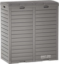 EAST OAK 62 Gallon Outdoor Trash Can, Waterproof Resin Garbage Can with Tiered Lid and Drip Tray, Outside Trash Bin for Patio, Backyard, Deck, Grey