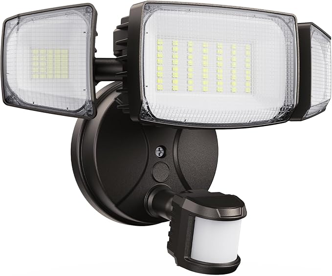 Olafus 80W Motion Sensor Outdoor Lights, 8000lm Hardwired Motion Flood Light, IP65 Waterproof LED Security Floodlights, 6500K Motion Detector Lights for Outside, Brown
