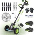 Weed Wacker Cordless, Gisam Brushless String Trimmer with 2 X 2.0Ah Battery, 8" Electric Grass Cutter, 3 in 1 Weed Eater with 3 Types Blade & Wheels for Garden/Lawns