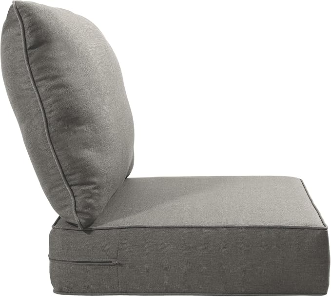 Luxury 24x24x6 Inch Outdoor Cushions for 5 Peice Patio Furniture Set - Set of 5 Water-Resistant Pillow for Dining Rocking Swivel Chairs Loveseat Couch Sectional Sofa - Grey