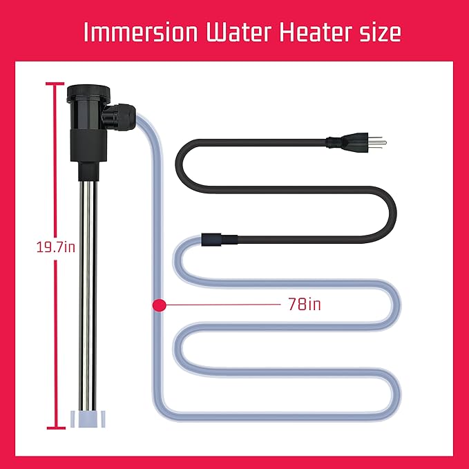 240V 3500W Immersion Water Heater for Hot Tub & Pool – Portable Electric Submersible Heater with Temp Control, Auto Shut-Off and WiFi Timer for Inflatable pool, Above Ground Pool and Bathtub