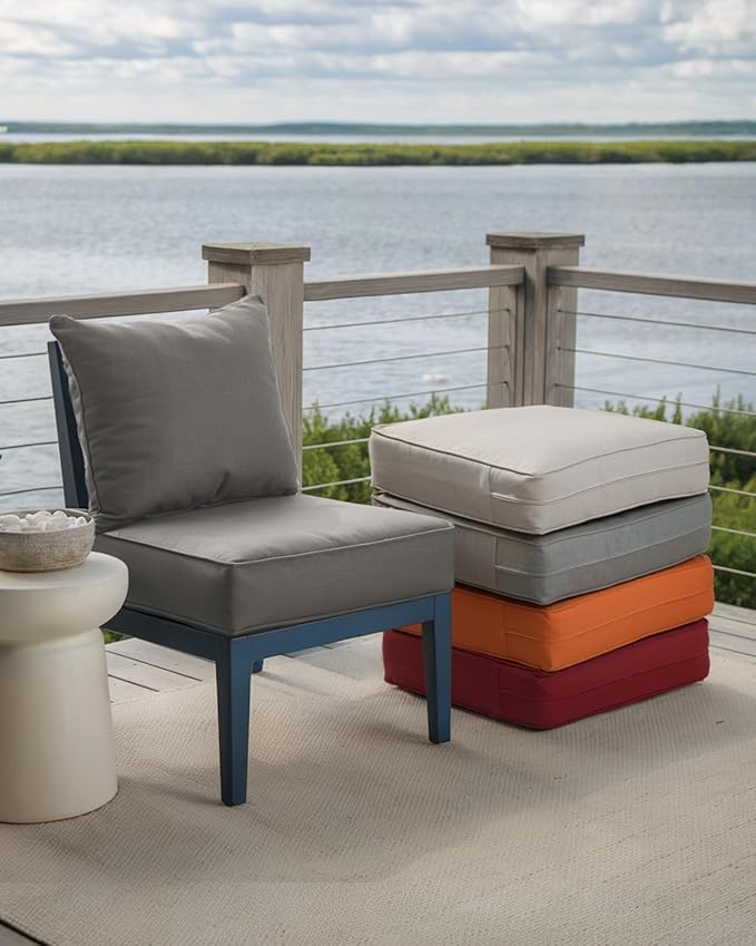 Luxury 24x24x6 Inch Outdoor Cushions - Water&UV&Fade Resistant 1 Set Patio Replacement Seat Cushion for Rattan Mental Wicker Dining Rocking Swivel Chairs Loveseat Couch Sectional Sofa - Grey