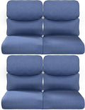 Pop 22x25/22x24 Outdoor Chair Cushions Set of 4 - Heavy Duty High Back Replacement Zippered Cushion for Patio Furniture Dining Rocking Chairs Loveseat L-Shape Sofa - Navy Blue/Smile