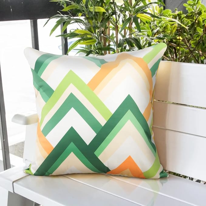 Pyonic Pack of 2 Decorative Outdoor Waterproof Pillow Covers 18x18 Square Garden Outside Polyester Throw Pillow Covers for Patio Tent Couch Funiture, Colorful Blue Yellow