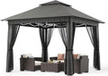 Bealife 11x11 Pop Up Gazebo Tent with Mosquito Netting, Outoor Canopy Tent with 4 Sandbags, 8 Stakes, 4 Ropes, Roller Bag, Pop Up Canopy Tent for Lawn Backyard Garden Deck, Grey