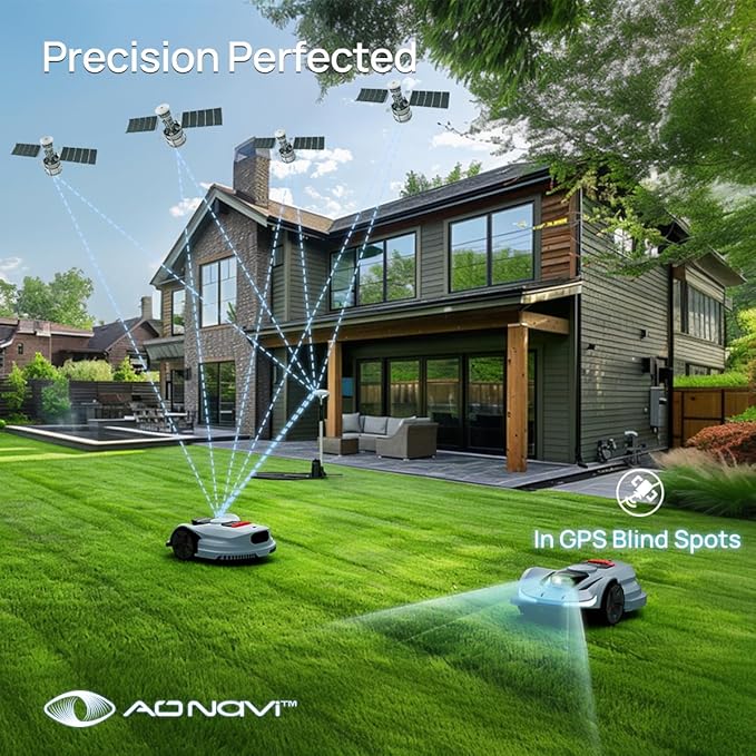SUNSEEKER X7 Wireless Robot Lawn Mower 0.75 Acre/ 32,000Sq. Ft, with Garage, Vision AI System & RTK, Path Planning, Adaptive Floating Cut Height up to 4", for Medium to Large Yards