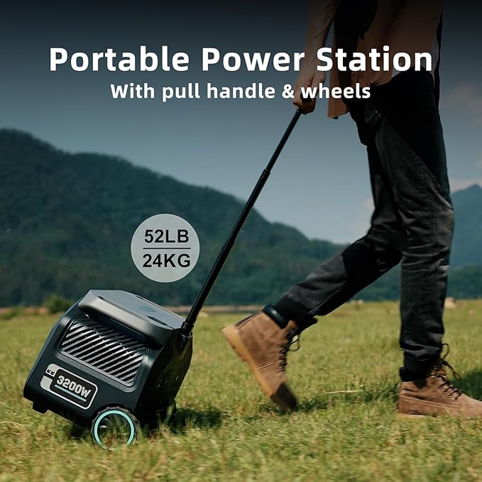 IEE 3200W/2048Wh Solar power station,P3200 Solar Generator(6400W Peak),1800W Super Fast Charging, LiFePO4 (LFP) Battery,APP Control Emergency Power Station for Home, Camping, Power Outages