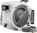 SILVEL Retractable Garden Hose Reel – 1/2 in x 150FT Heavy Duty Automatic Hose Reel Wall Mounted, Upgraded UV Resistant with 10 Pattern Nozzle, Any Length Lock & Slow Return System, 180°Swivel Bracket