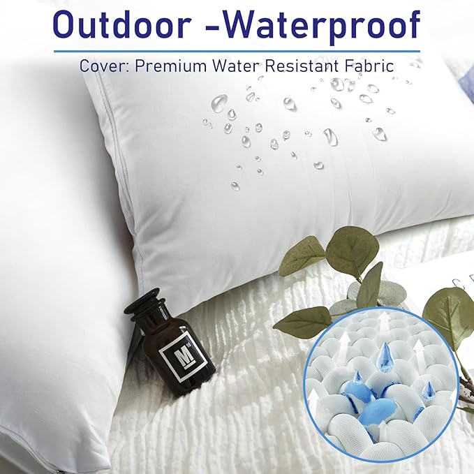 Pack of 2 18x18 Outdoor Pillow Inserts, Water Resistant Throw Pillow Inserts, Cushion Inner Pads for Patio, Furniture, Sofa, Bed, Living Room, Garden Decorative Waterproof Pillow Inserts