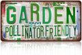 Vintage Garden Metal Tin Sign License Plate Wall Decor for Garden Lover 12 x 6 Inches - Pollinator Friendly