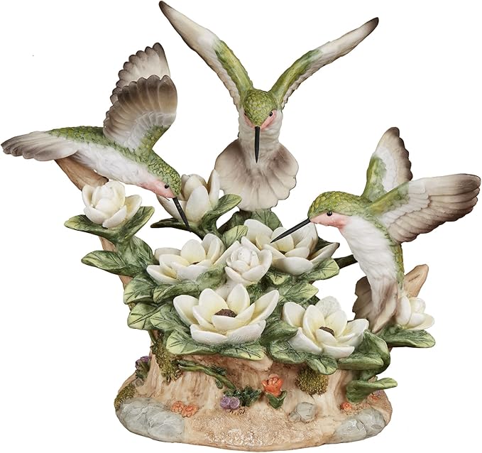 Touch of Class Dancing Hummingbirds and Magnolias Birds Table Sculpture Ivory and Green | Floral Flower Designs