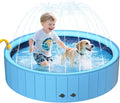 UCCY 2-in-1 Foldable Dog Pool for Large Dogs Hard Plastic Splash Sprinkler Kiddie Swimming Pool Non-Slip Portable Dog Bathtubs Collapsible Multi-Use Whelping Box Ball Pit Duck Pond Blue L-48"x12"