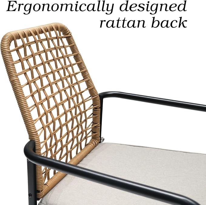 7 Pieces Rattan Patio Swivel Chairs, Stackable Chairs and 63"x38" Rectangle Table Set
