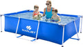 Above Rectangle Swimming Pool,Frame Deep Pools for Adults, PE Family Pool,Large Above Rectangle Pool Easy Set, Outdoor Backyard Pool for Kids, Adults,Dog 10ft x 6.6ft x 29in