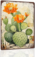 Cactus Flower Iron Tin Sign Art Deco Style - Decorative Wall Hanging Metal Plaque, Multipurpose, Vintage Water-Proof & Dust-Proof,Artistic Floral Theme, No Electricity Needed (1pc, 12x8")