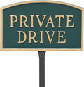 Montague Metal Products SP-12sm-HGG-LS Small Hunter Green and Gold Private Drive Arch Statement Plaque with 23-Inch Lawn Stake