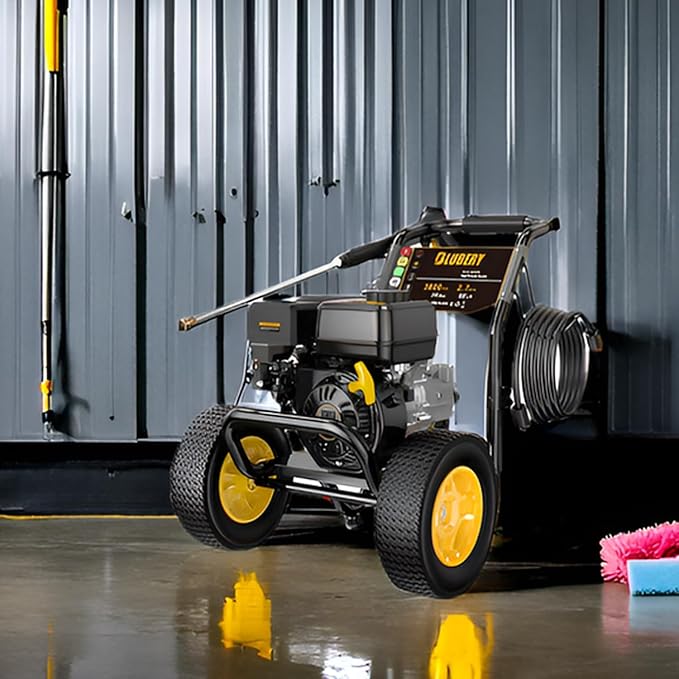 BLUBERY Gas Pressure Washer, 3600 PSI Pressure Washer，2.7 GPM Heavy Duty Power Washer, 30 feet Pressure Hose&Soap Tank,4-Stroke OHV 212cc Engine,Portable Industrial Style,Black