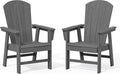 SERWALL Outdoor Adirondack Dining Chair Set of 2, All Weather HDPE Patio Chairs, Grey