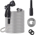 75ft Metal Garden Hose Stainless Steel Heavy Duty Water Hose With 2 Nozzles, No Tangle and Kink, Lightweight & Flexible, Tough and Pet Proof, Metal Garden Hose for Yard, RV, Garden, Outdoor