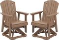 SERWALL Adirondack Swivel Glider Chair, HDPE Patio Swivel Glider Set of 2, All-Weather Glider Chair for Porch, Balcony, Wood Brown