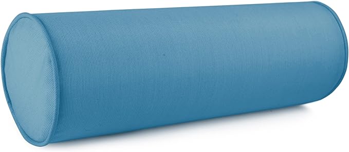 Austin Horn Classics Sunbrella Set of 2 Zippered Neck Bolster Pillow, Made with Sunbrella Fabric, Cylinder Pillows, for Couch & Bed, Decorative Round Throw Pillow, Back & Neck Support (Peacock Blue)