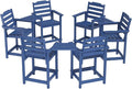 OTSUN Tall Adirondack Chairs Set of 6 with Connecting Tray, 24 inches HDPE Bar Height Outdoor Chairs, All Weather Resistant for Balcony, Porch, Kitchen (6 PCS, Navy Blue)