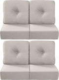 Luxury 22x24/22x25 6-Inch Outdoor Chair Cushions Set of 4 - Heavy Duty Water Repellent Comfortable Cushion for Patio Furniture Dining Gliding Rocking Chair Loveseat L-Shape Sofa - Beige