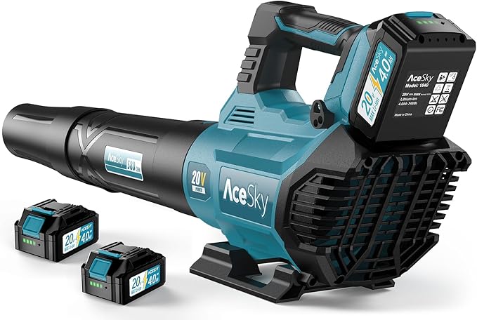 Leaf Blower Cordless - 2025 Update 150000RPM & 3 Speed Levels Electric Leaf Blower with 2 x 4.0Ah Battery and Charger, Extension Tube Blower for Lawn Care, Yard, Garage, Blowing Leaves, Dust or Snow
