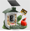 COOAU 5MP Smart Bird Feeder with Camera, Faster Solar Powered Charging, Outdoor Birdhouse Cam with Precise AI Birds Recognition, Live Video Watching and Notifications, Ideal Gift for Bird Lovers,Green