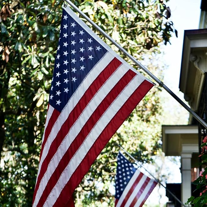 Homissor American Flag 2.5x4 Heavy Duty Outdoor US USA United State Flags Embroidered Stars for All Weather High Wind Sewn Stripes With Brass Grommets for Outside