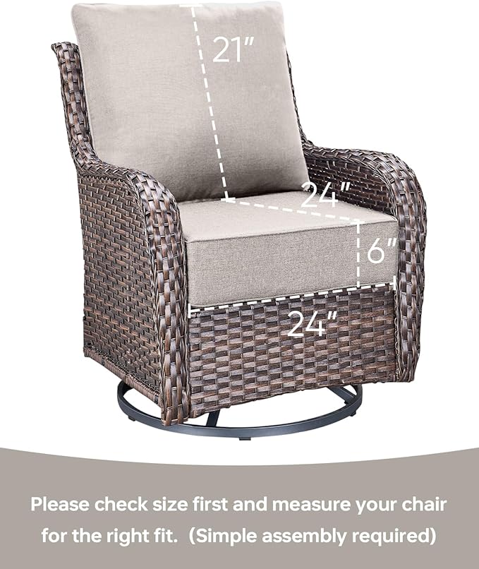 Luxury 24x24x6 Inch Outdoor Chair Cushions Set of 4 - Heavy Duty Water-Resistant Comfortable Cushion for Patio Furniture Set Dining Gliding Rocking Chairs Loveseat L-Shape Sofa - Beige