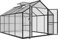 MUPATER 8 x 8 FT Outdoor Polycarbonate Greenhouse Kit with Sliding Lockable Door, Walk-in Backyard Green House with Aluminum Frame & Adjustable Roof Vent for Outdoor, Gray